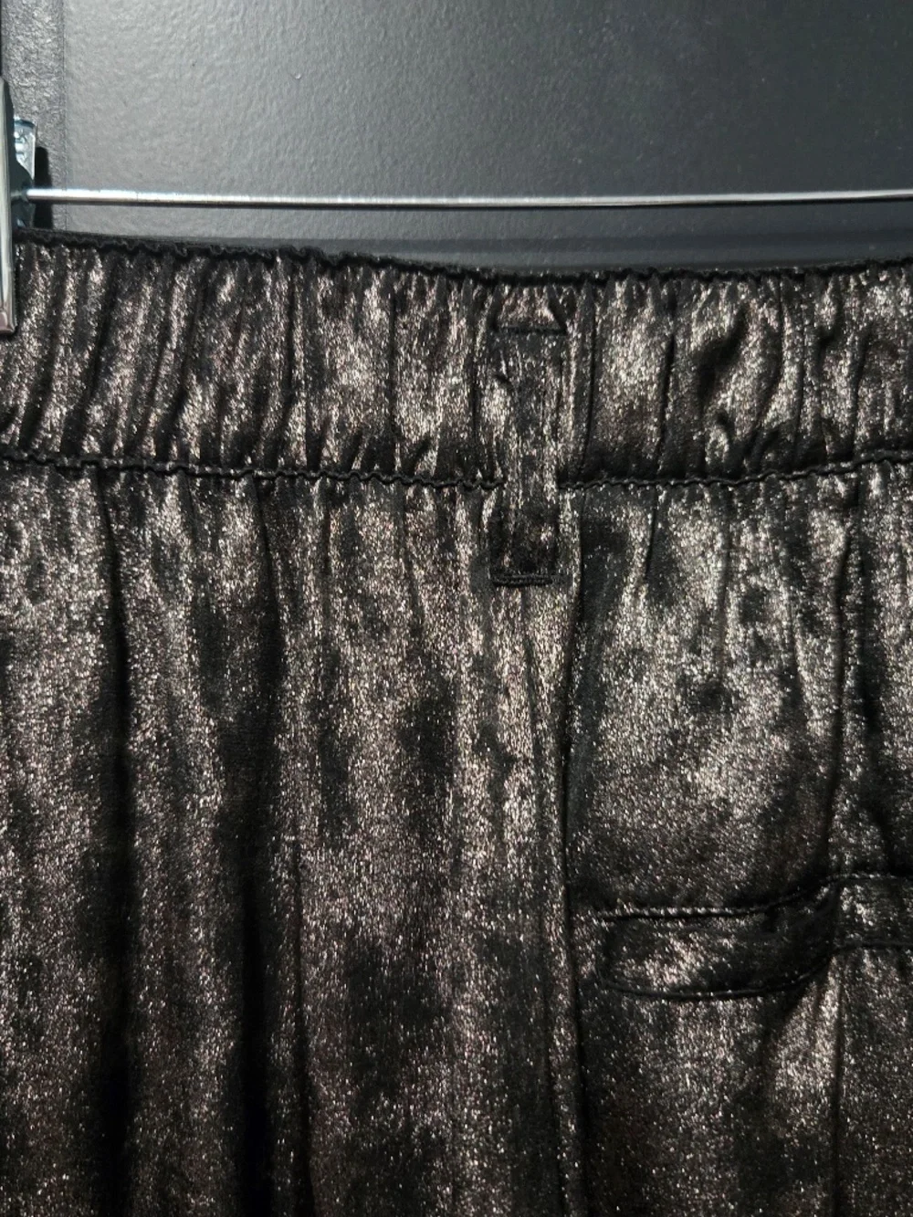 Free people Metallic wide leg black pants Large EUC